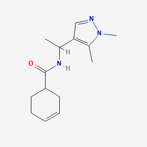 molecular formula C14H21N3O B7526284 N-[1-(1,5-dimethylpyrazol-4-yl)ethyl]cyclohex-3-ene-1-carboxamide 