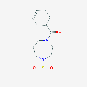 molecular formula C13H22N2O3S B7526290 Cyclohex-3-en-1-yl-(4-methylsulfonyl-1,4-diazepan-1-yl)methanone 