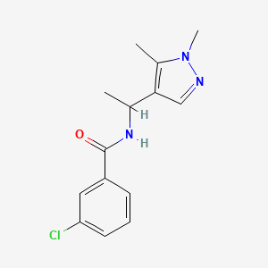 molecular formula C14H16ClN3O B7526329 3-chloro-N-[1-(1,5-dimethylpyrazol-4-yl)ethyl]benzamide 