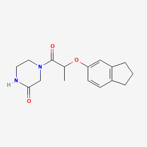 molecular formula C16H20N2O3 B7526346 4-[2-(2,3-dihydro-1H-inden-5-yloxy)propanoyl]piperazin-2-one 