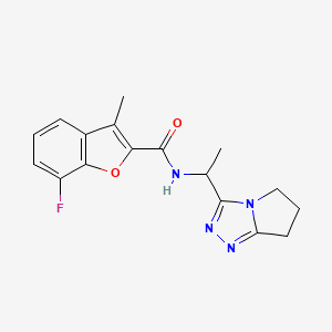 molecular formula C17H17FN4O2 B7526368 N-[1-(6,7-dihydro-5H-pyrrolo[2,1-c][1,2,4]triazol-3-yl)ethyl]-7-fluoro-3-methyl-1-benzofuran-2-carboxamide 