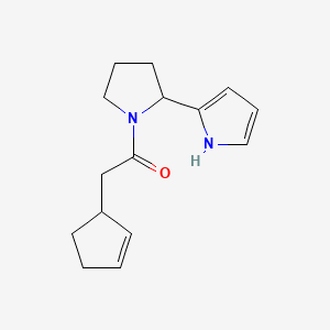 molecular formula C15H20N2O B7526390 2-cyclopent-2-en-1-yl-1-[2-(1H-pyrrol-2-yl)pyrrolidin-1-yl]ethanone 