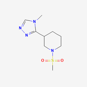 molecular formula C9H16N4O2S B7526407 1-Methylsulfonyl-3-(4-methyl-1,2,4-triazol-3-yl)piperidine 