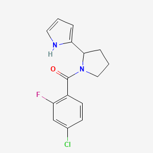 molecular formula C15H14ClFN2O B7526409 (4-chloro-2-fluorophenyl)-[2-(1H-pyrrol-2-yl)pyrrolidin-1-yl]methanone 