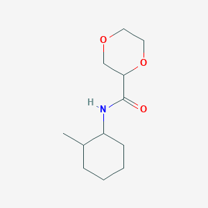 molecular formula C12H21NO3 B7526463 N-(2-methylcyclohexyl)-1,4-dioxane-2-carboxamide 