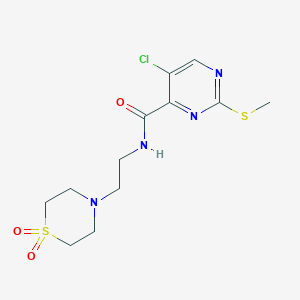 molecular formula C12H17ClN4O3S2 B7526540 5-chloro-N-[2-(1,1-dioxo-1,4-thiazinan-4-yl)ethyl]-2-methylsulfanylpyrimidine-4-carboxamide 
