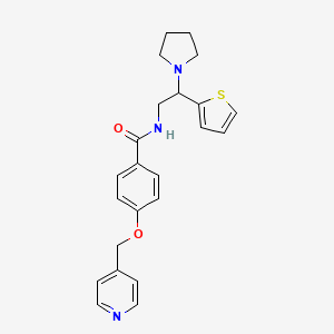 molecular formula C23H25N3O2S B7526567 4-(pyridin-4-ylmethoxy)-N-(2-pyrrolidin-1-yl-2-thiophen-2-ylethyl)benzamide 