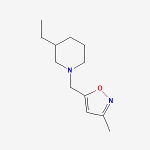 molecular formula C12H20N2O B7526575 5-[(3-Ethylpiperidin-1-yl)methyl]-3-methyl-1,2-oxazole 