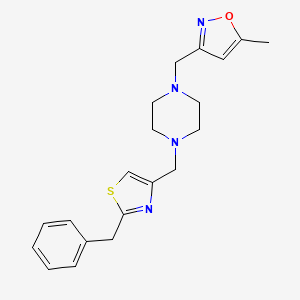 molecular formula C20H24N4OS B7526671 3-[[4-[(2-Benzyl-1,3-thiazol-4-yl)methyl]piperazin-1-yl]methyl]-5-methyl-1,2-oxazole 