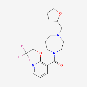 molecular formula C18H24F3N3O3 B7526752 [4-(Oxolan-2-ylmethyl)-1,4-diazepan-1-yl]-[2-(2,2,2-trifluoroethoxy)pyridin-3-yl]methanone 
