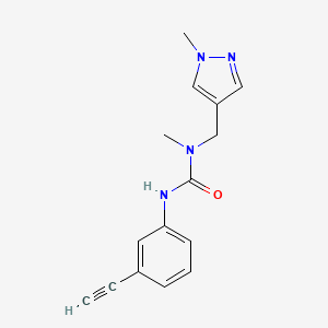 molecular formula C15H16N4O B7526830 3-(3-Ethynylphenyl)-1-methyl-1-[(1-methylpyrazol-4-yl)methyl]urea 