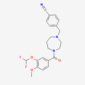 molecular formula C22H23F2N3O3 B7526905 4-[[4-[3-(Difluoromethoxy)-4-methoxybenzoyl]-1,4-diazepan-1-yl]methyl]benzonitrile 