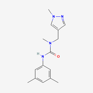 molecular formula C15H20N4O B7527060 3-(3,5-Dimethylphenyl)-1-methyl-1-[(1-methylpyrazol-4-yl)methyl]urea 