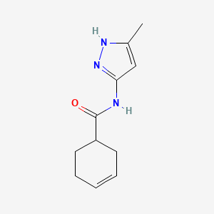 molecular formula C11H15N3O B7527066 N-(5-methyl-1H-pyrazol-3-yl)cyclohex-3-ene-1-carboxamide 