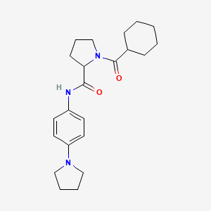 molecular formula C22H31N3O2 B7527083 1-(cyclohexanecarbonyl)-N-(4-pyrrolidin-1-ylphenyl)pyrrolidine-2-carboxamide 