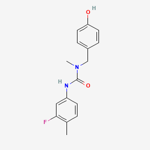 molecular formula C16H17FN2O2 B7527097 3-(3-Fluoro-4-methylphenyl)-1-[(4-hydroxyphenyl)methyl]-1-methylurea 