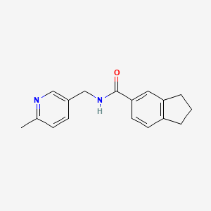 molecular formula C17H18N2O B7527105 N-[(6-methylpyridin-3-yl)methyl]-2,3-dihydro-1H-indene-5-carboxamide 