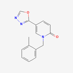 molecular formula C15H13N3O2 B7527210 1-[(2-Methylphenyl)methyl]-5-(1,3,4-oxadiazol-2-yl)pyridin-2-one 