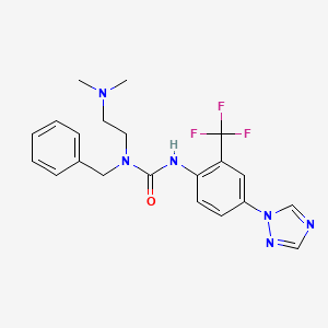 molecular formula C21H23F3N6O B7527226 1-Benzyl-1-[2-(dimethylamino)ethyl]-3-[4-(1,2,4-triazol-1-yl)-2-(trifluoromethyl)phenyl]urea 