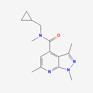 molecular formula C15H20N4O B7527235 N-(cyclopropylmethyl)-N,1,3,6-tetramethylpyrazolo[3,4-b]pyridine-4-carboxamide 