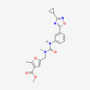 molecular formula C21H22N4O5 B7527302 Methyl 5-[[[3-(3-cyclopropyl-1,2,4-oxadiazol-5-yl)phenyl]carbamoyl-methylamino]methyl]-2-methylfuran-3-carboxylate 