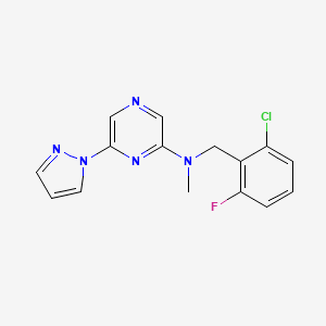 molecular formula C15H13ClFN5 B7527407 N-[(2-chloro-6-fluorophenyl)methyl]-N-methyl-6-pyrazol-1-ylpyrazin-2-amine 