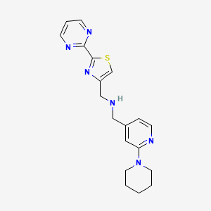 molecular formula C19H22N6S B7527418 1-(2-piperidin-1-ylpyridin-4-yl)-N-[(2-pyrimidin-2-yl-1,3-thiazol-4-yl)methyl]methanamine 