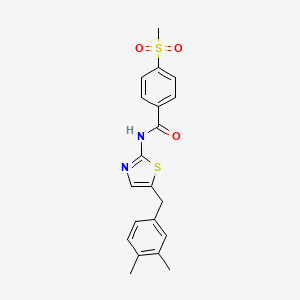 molecular formula C20H20N2O3S2 B7527433 N-[5-[(3,4-dimethylphenyl)methyl]-1,3-thiazol-2-yl]-4-methylsulfonylbenzamide 