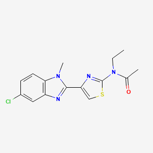 molecular formula C15H15ClN4OS B7527449 N-[4-(5-chloro-1-methylbenzimidazol-2-yl)-1,3-thiazol-2-yl]-N-ethylacetamide 