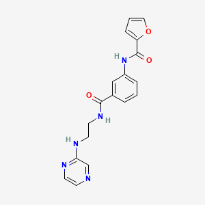 molecular formula C18H17N5O3 B7527452 N-[3-[2-(pyrazin-2-ylamino)ethylcarbamoyl]phenyl]furan-2-carboxamide 