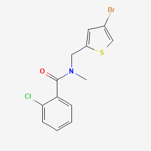molecular formula C13H11BrClNOS B7527467 N-[(4-bromothiophen-2-yl)methyl]-2-chloro-N-methylbenzamide 