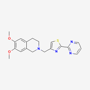 molecular formula C19H20N4O2S B7527511 4-[(6,7-dimethoxy-3,4-dihydro-1H-isoquinolin-2-yl)methyl]-2-pyrimidin-2-yl-1,3-thiazole 