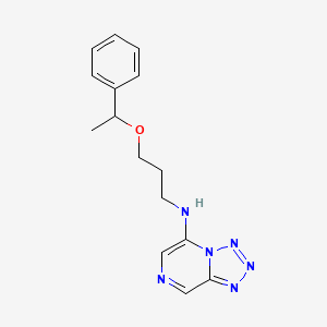molecular formula C15H18N6O B7527516 N-[3-(1-phenylethoxy)propyl]tetrazolo[1,5-a]pyrazin-5-amine 