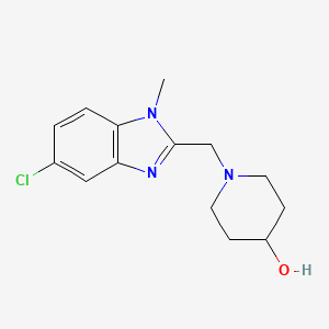 molecular formula C14H18ClN3O B7527537 1-[(5-Chloro-1-methylbenzimidazol-2-yl)methyl]piperidin-4-ol 