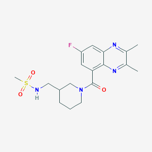 molecular formula C18H23FN4O3S B7527551 N-[[1-(7-fluoro-2,3-dimethylquinoxaline-5-carbonyl)piperidin-3-yl]methyl]methanesulfonamide 