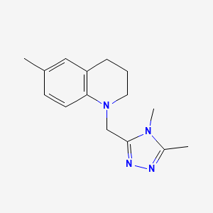 molecular formula C15H20N4 B7527566 1-[(4,5-dimethyl-1,2,4-triazol-3-yl)methyl]-6-methyl-3,4-dihydro-2H-quinoline 
