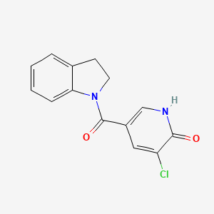 molecular formula C14H11ClN2O2 B7527606 3-chloro-5-(2,3-dihydroindole-1-carbonyl)-1H-pyridin-2-one 