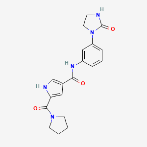 molecular formula C19H21N5O3 B7527629 N-[3-(2-oxoimidazolidin-1-yl)phenyl]-5-(pyrrolidine-1-carbonyl)-1H-pyrrole-3-carboxamide 