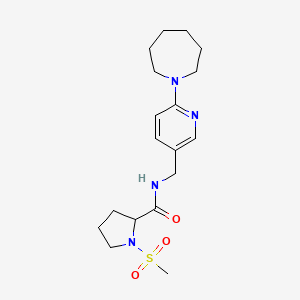 molecular formula C18H28N4O3S B7527655 N-[[6-(azepan-1-yl)pyridin-3-yl]methyl]-1-methylsulfonylpyrrolidine-2-carboxamide 