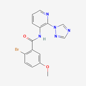 molecular formula C15H12BrN5O2 B7527658 2-bromo-5-methoxy-N-[2-(1,2,4-triazol-1-yl)pyridin-3-yl]benzamide 