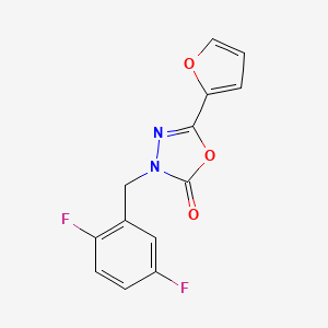 molecular formula C13H8F2N2O3 B7527689 3-[(2,5-Difluorophenyl)methyl]-5-(furan-2-yl)-1,3,4-oxadiazol-2-one 