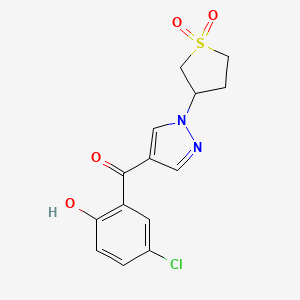 molecular formula C14H13ClN2O4S B7527721 (5-Chloro-2-hydroxyphenyl)-[1-(1,1-dioxothiolan-3-yl)pyrazol-4-yl]methanone 