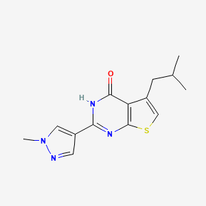 molecular formula C14H16N4OS B7527723 5-(2-methylpropyl)-2-(1-methylpyrazol-4-yl)-3H-thieno[2,3-d]pyrimidin-4-one 