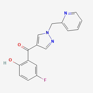 molecular formula C16H12FN3O2 B7527739 (5-Fluoro-2-hydroxyphenyl)-[1-(pyridin-2-ylmethyl)pyrazol-4-yl]methanone 