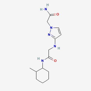 molecular formula C14H23N5O2 B7527759 2-[[1-(2-amino-2-oxoethyl)pyrazol-3-yl]amino]-N-(2-methylcyclohexyl)acetamide 