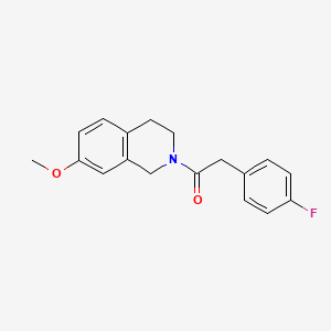 molecular formula C18H18FNO2 B7527860 2-(4-fluorophenyl)-1-(7-methoxy-3,4-dihydro-1H-isoquinolin-2-yl)ethanone 