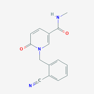 molecular formula C15H13N3O2 B7527899 1-[(2-cyanophenyl)methyl]-N-methyl-6-oxopyridine-3-carboxamide 