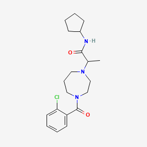 molecular formula C20H28ClN3O2 B7527907 2-[4-(2-chlorobenzoyl)-1,4-diazepan-1-yl]-N-cyclopentylpropanamide 