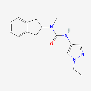 molecular formula C16H20N4O B7527979 1-(2,3-dihydro-1H-inden-2-yl)-3-(1-ethylpyrazol-4-yl)-1-methylurea 