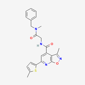 molecular formula C23H22N4O3S B7527987 N-[2-[benzyl(methyl)amino]-2-oxoethyl]-3-methyl-6-(5-methylthiophen-2-yl)-[1,2]oxazolo[5,4-b]pyridine-4-carboxamide 